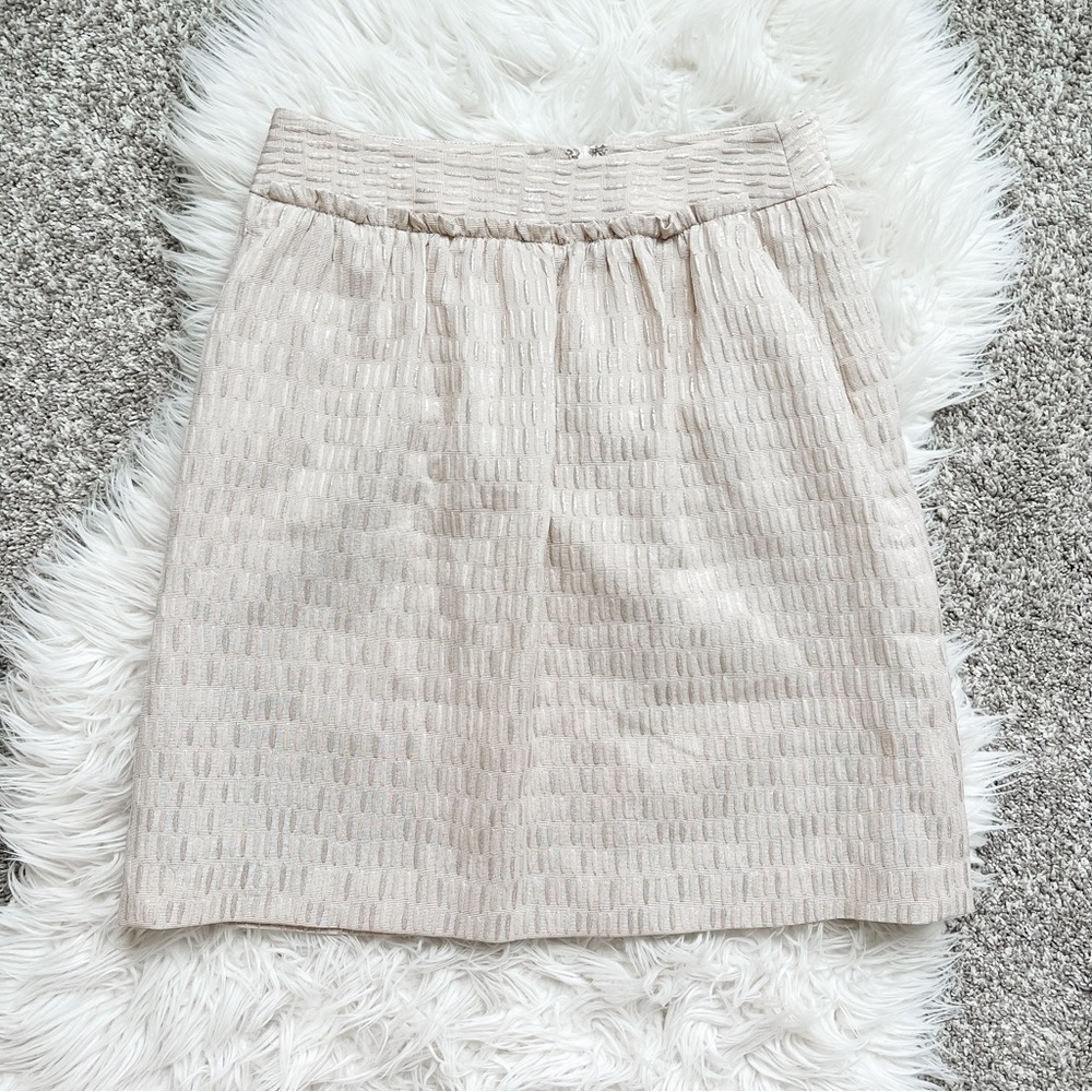 Talbots Petite Shimmer Skirt Champagne Gold Pockets Size 4P